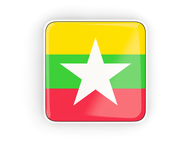 Square icon with frame. Download flag icon of Myanmar at PNG format