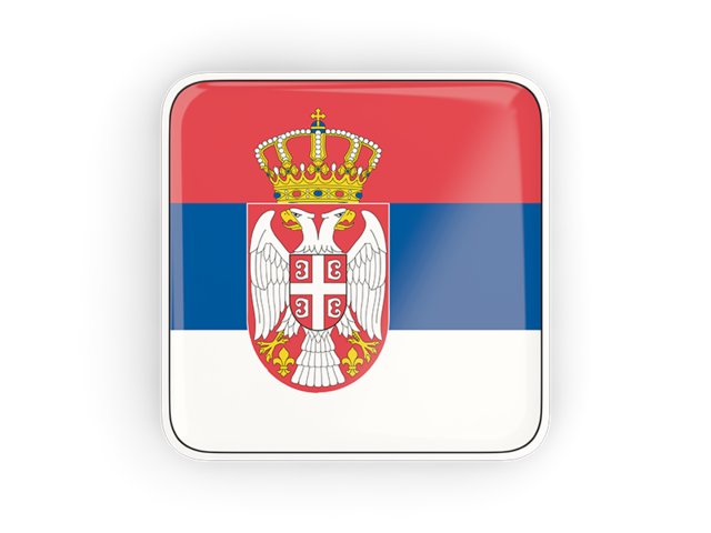 Квадратная иконка с рамкой. Скачать флаг. Сербия
