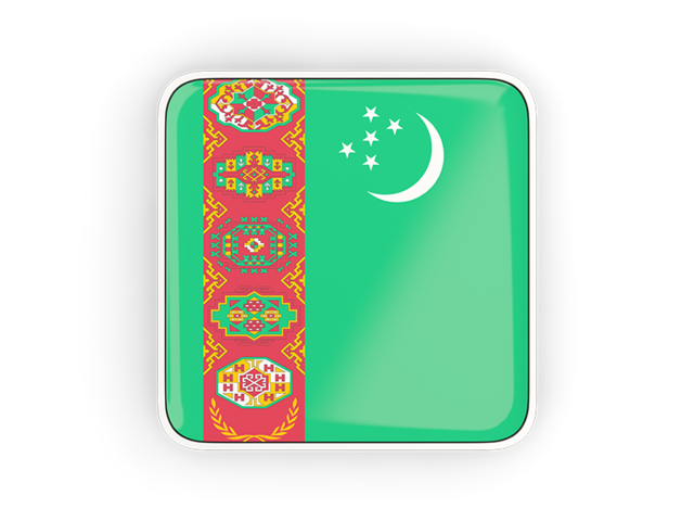 Square icon with frame. Download flag icon of Turkmenistan at PNG format