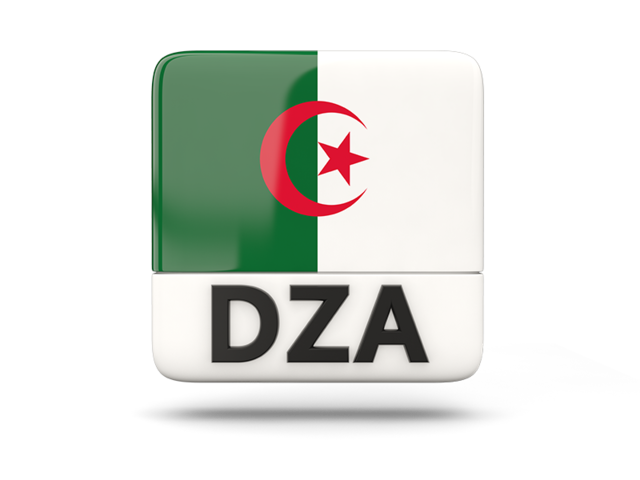 Square icon with ISO code. Download flag icon of Algeria at PNG format