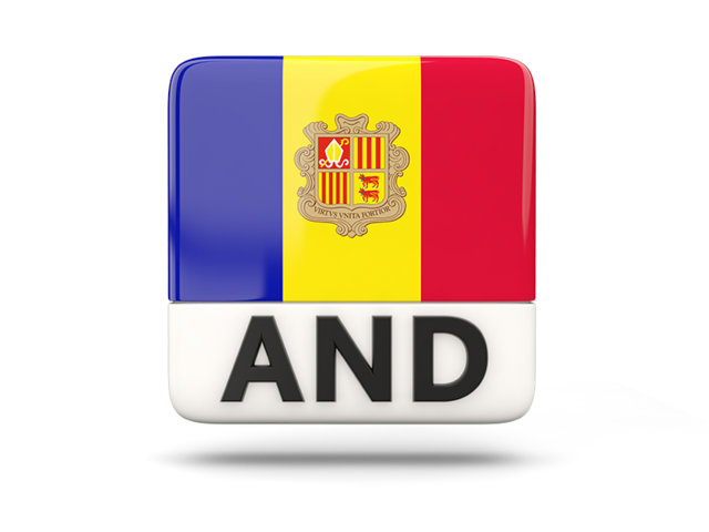 Square icon with ISO code. Download flag icon of Andorra at PNG format