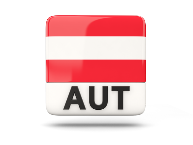 Square icon with ISO code. Download flag icon of Austria at PNG format