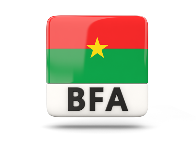 Квадратная иконка с кодом ISO. Скачать флаг. Буркина Фасо