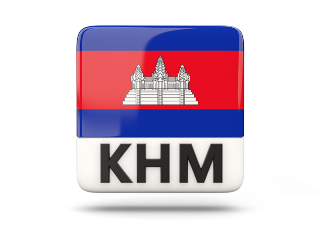 Square icon with ISO code. Download flag icon of Cambodia at PNG format