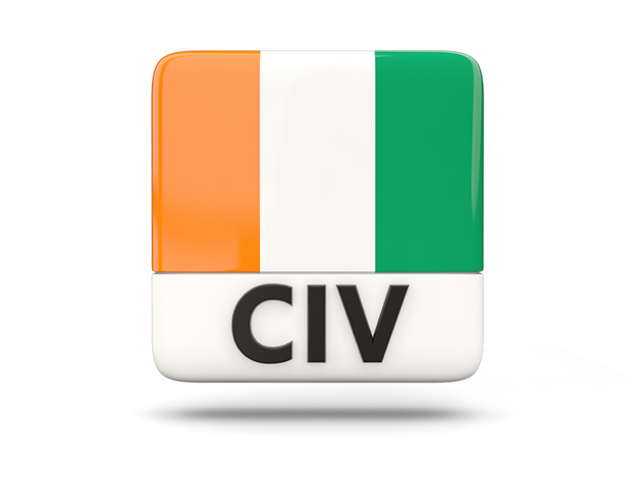 Square icon with ISO code. Download flag icon of Cote d'Ivoire at PNG format