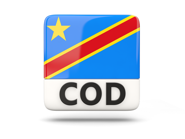 Квадратная иконка с кодом ISO. Скачать флаг. Демократическая Республика Конго