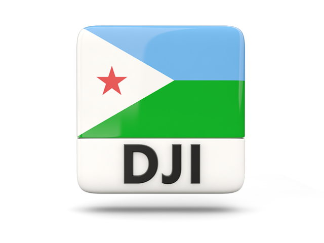 Square icon with ISO code. Download flag icon of Djibouti at PNG format