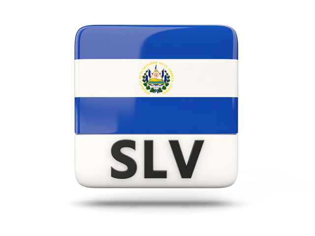 Square icon with ISO code. Download flag icon of El Salvador at PNG format