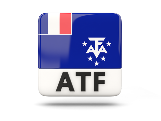 Square icon with ISO code. Download flag icon of French Southern and Antarctic Lands at PNG format
