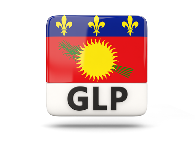 Square icon with ISO code. Download flag icon of Guadeloupe at PNG format
