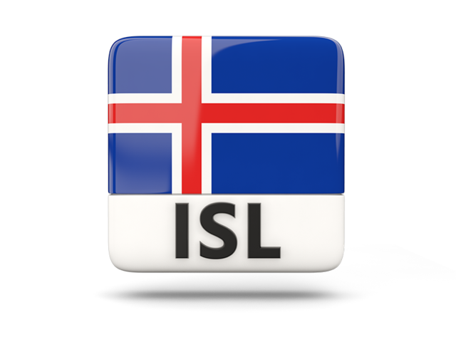 Square icon with ISO code. Download flag icon of Iceland at PNG format