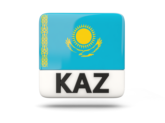 Square icon with ISO code. Download flag icon of Kazakhstan at PNG format