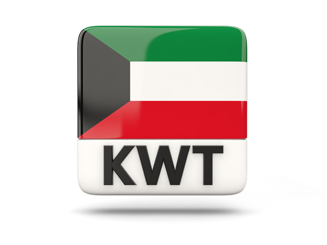 Square icon with ISO code. Download flag icon of Kuwait at PNG format