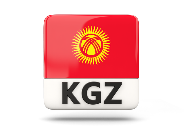 Square icon with ISO code. Download flag icon of Kyrgyzstan at PNG format