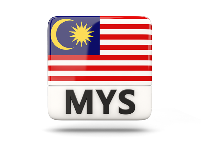 Square icon with ISO code. Illustration of flag of Malaysia