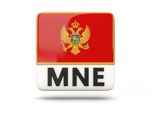 Square icon with ISO code. Download flag icon of Montenegro at PNG format