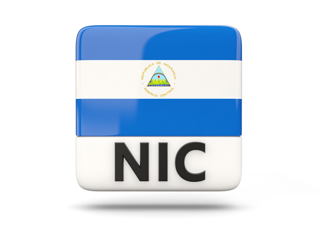Square icon with ISO code. Download flag icon of Nicaragua at PNG format