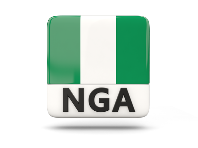 Square icon with ISO code. Download flag icon of Nigeria at PNG format