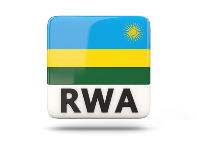 Square icon with ISO code. Download flag icon of Rwanda at PNG format