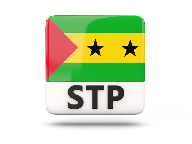 Square icon with ISO code. Download flag icon of Sao Tome and Principe at PNG format