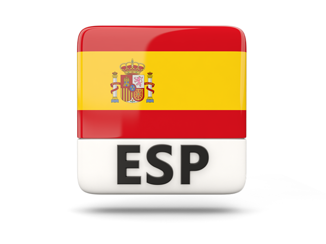 Square icon with ISO code. Download flag icon of Spain at PNG format