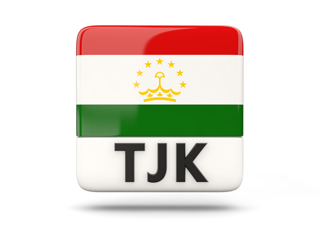 Square icon with ISO code. Download flag icon of Tajikistan at PNG format