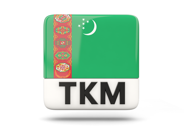 Square icon with ISO code. Download flag icon of Turkmenistan at PNG format