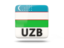 Uzbekistan. Square icon with ISO code. Download icon.