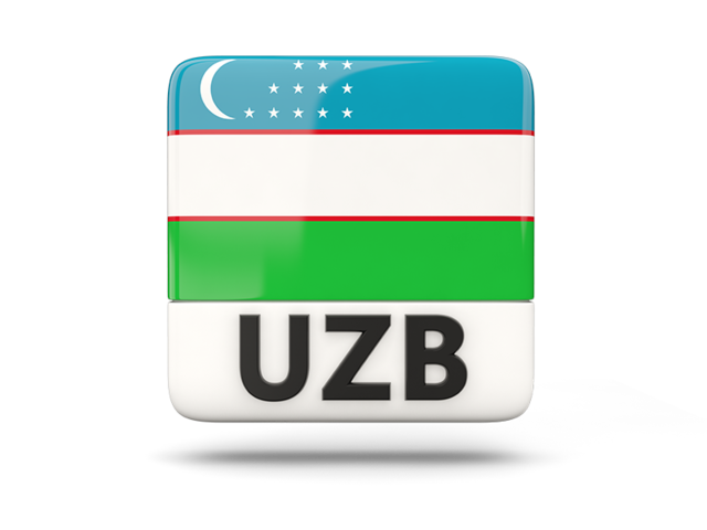 Square icon with ISO code. Download flag icon of Uzbekistan at PNG format