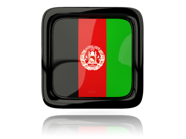 Square icon with reflection. Download flag icon of Afghanistan at PNG format