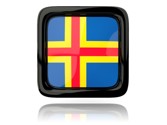 Square icon with reflection. Download flag icon of Aland Islands at PNG format