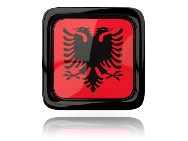 Square icon with reflection. Download flag icon of Albania at PNG format
