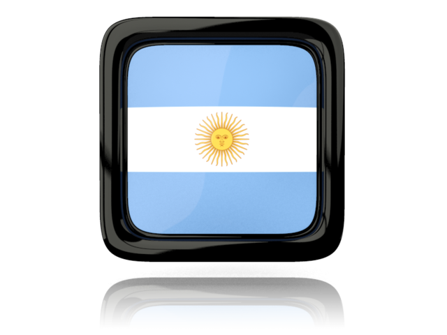 Square icon with reflection. Download flag icon of Argentina at PNG format