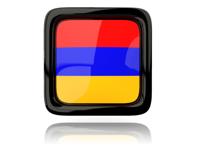 Square icon with reflection. Download flag icon of Armenia at PNG format