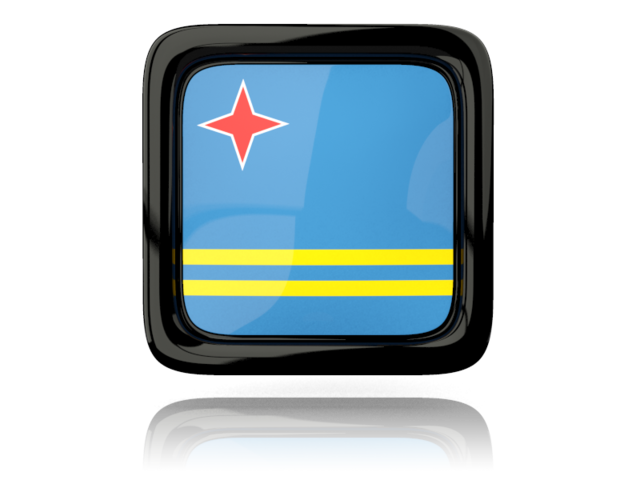 Square icon with reflection. Download flag icon of Aruba at PNG format