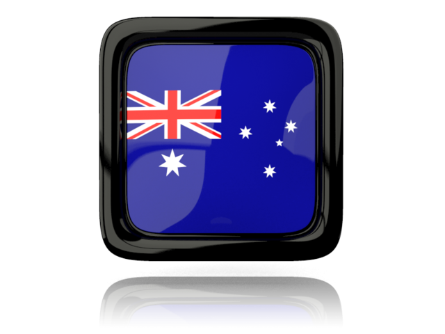 Square icon with reflection. Download flag icon of Australia at PNG format