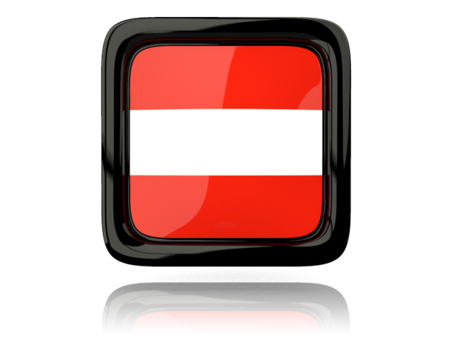 Square icon with reflection. Download flag icon of Austria at PNG format