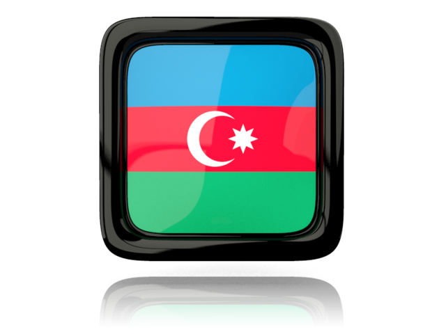 Square icon with reflection. Download flag icon of Azerbaijan at PNG format