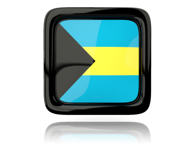 Square icon with reflection. Download flag icon of Bahamas at PNG format