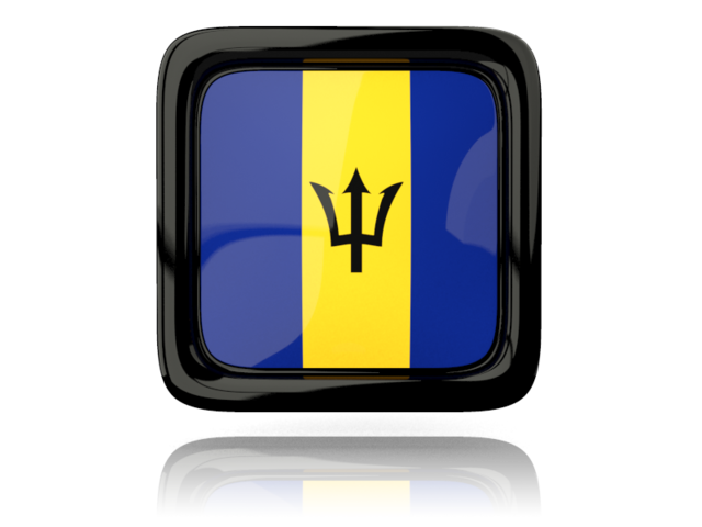 Square icon with reflection. Download flag icon of Barbados at PNG format