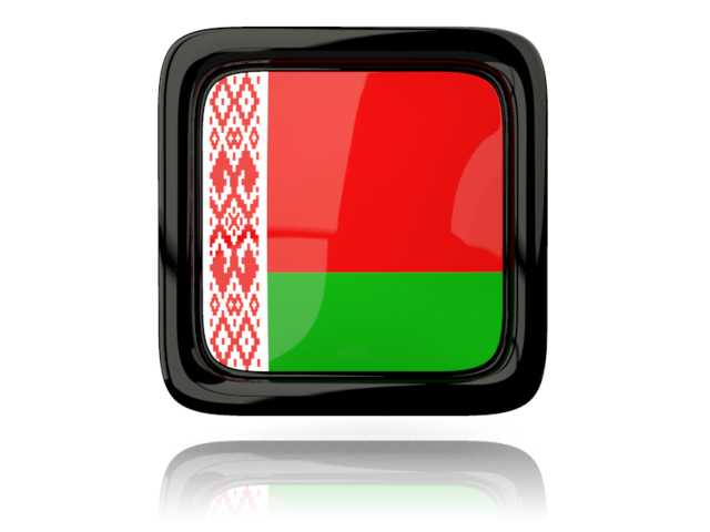 Square icon with reflection. Download flag icon of Belarus at PNG format