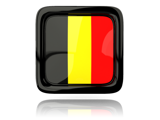 Square icon with reflection. Download flag icon of Belgium at PNG format