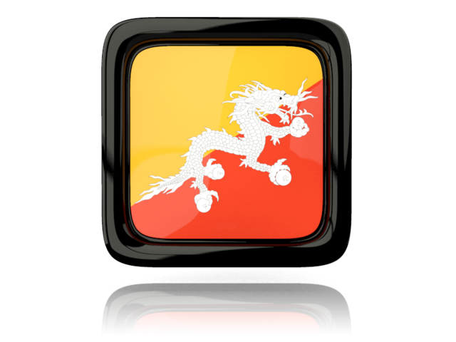 Square icon with reflection. Download flag icon of Bhutan at PNG format