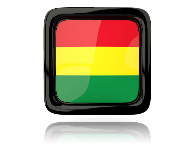Square icon with reflection. Download flag icon of Bolivia at PNG format