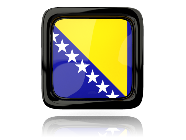 Square icon with reflection. Download flag icon of Bosnia and Herzegovina at PNG format