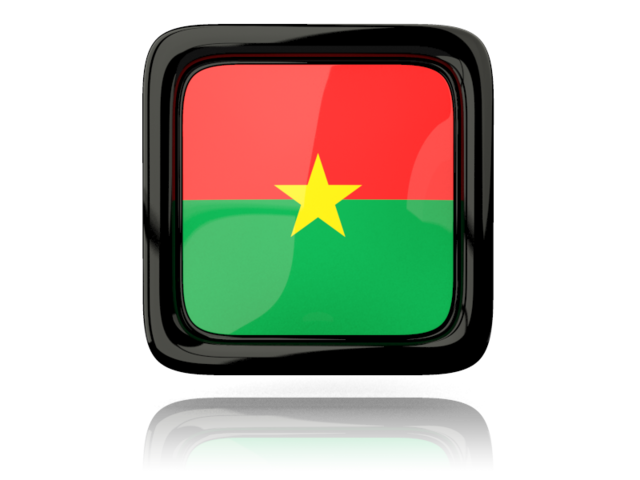Square icon with reflection. Download flag icon of Burkina Faso at PNG format