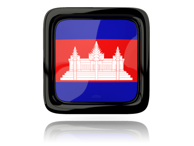 Square icon with reflection. Download flag icon of Cambodia at PNG format