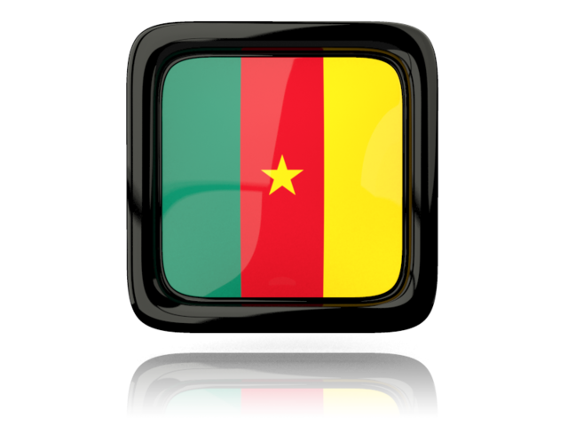 Square icon with reflection. Download flag icon of Cameroon at PNG format