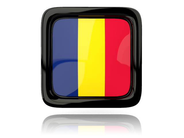 Square icon with reflection. Download flag icon of Chad at PNG format