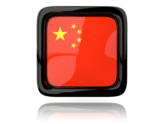 Square icon with reflection. Download flag icon of China at PNG format